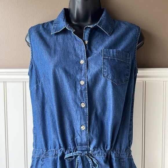 JESSICA Chambray Sleeveless Button Down Tunic Dress Size Small 8P - Picture 2 of 11